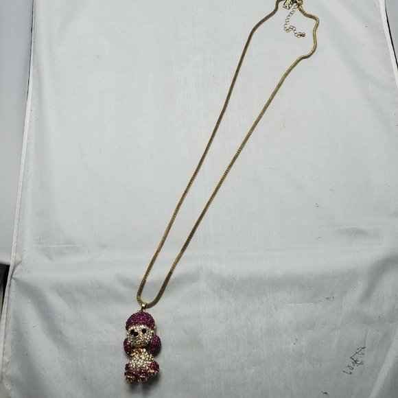 JTV off park collection multi color crystal gold tone poodle pendant with chain - Picture 2 of 10